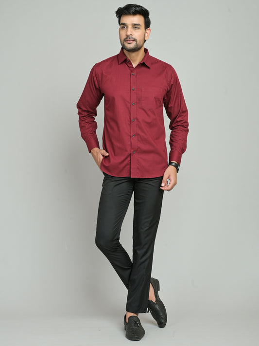 Men Regular Fit Solid Spread Collar Formal Shirt