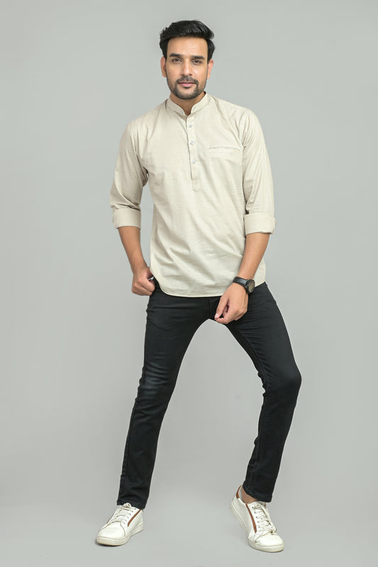 Being Fab Men Beige Regular Fit Kurta