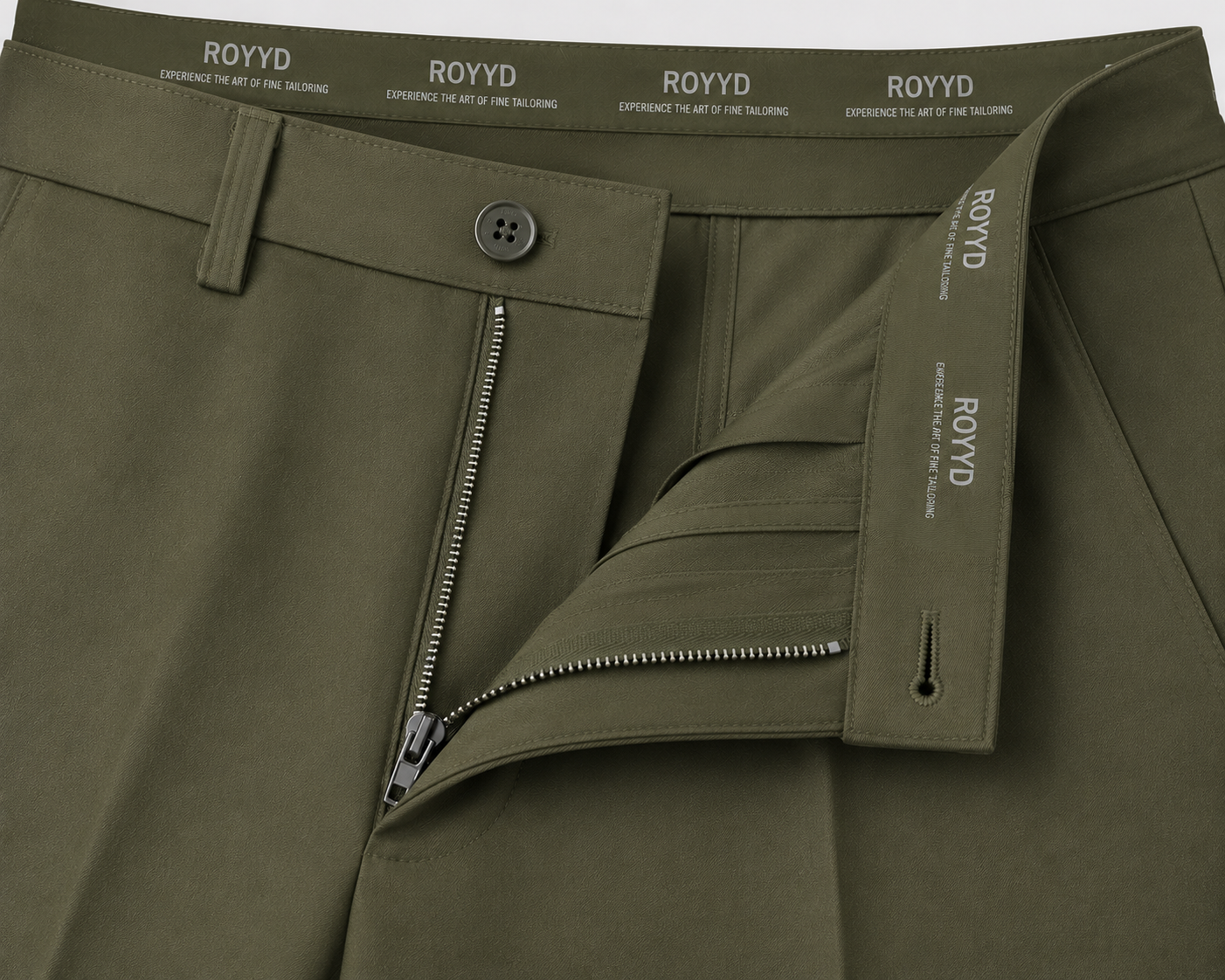 ROYYD Olive Green 100% Cotton Formal Trousers
