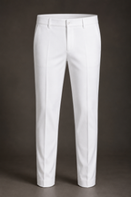 ROYYD Men's White 100% Cotton Formal Trousers