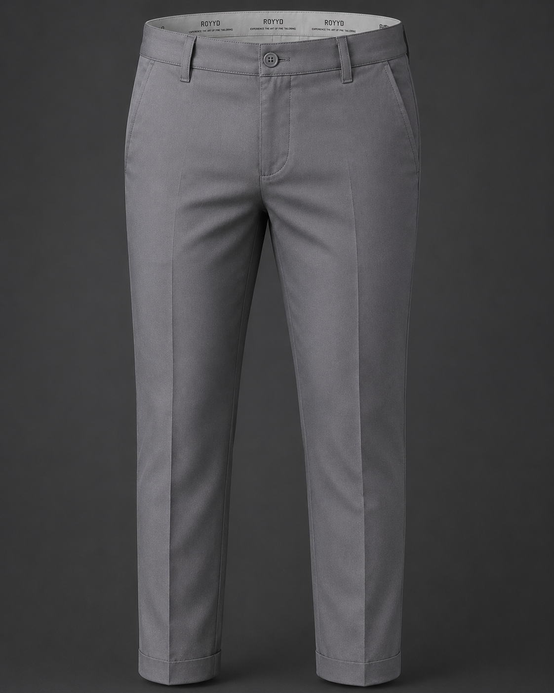 ROYYD Men's Silver Grey 100% Cotton Formal Trousers