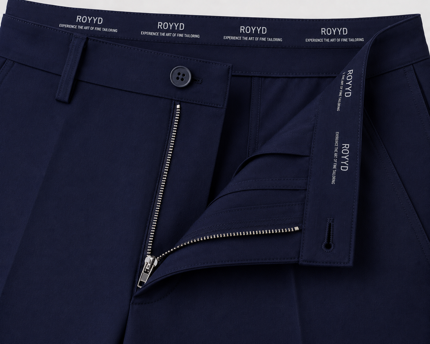 ROYYD Men's Navy Blue 100% Cotton Formal Trousers