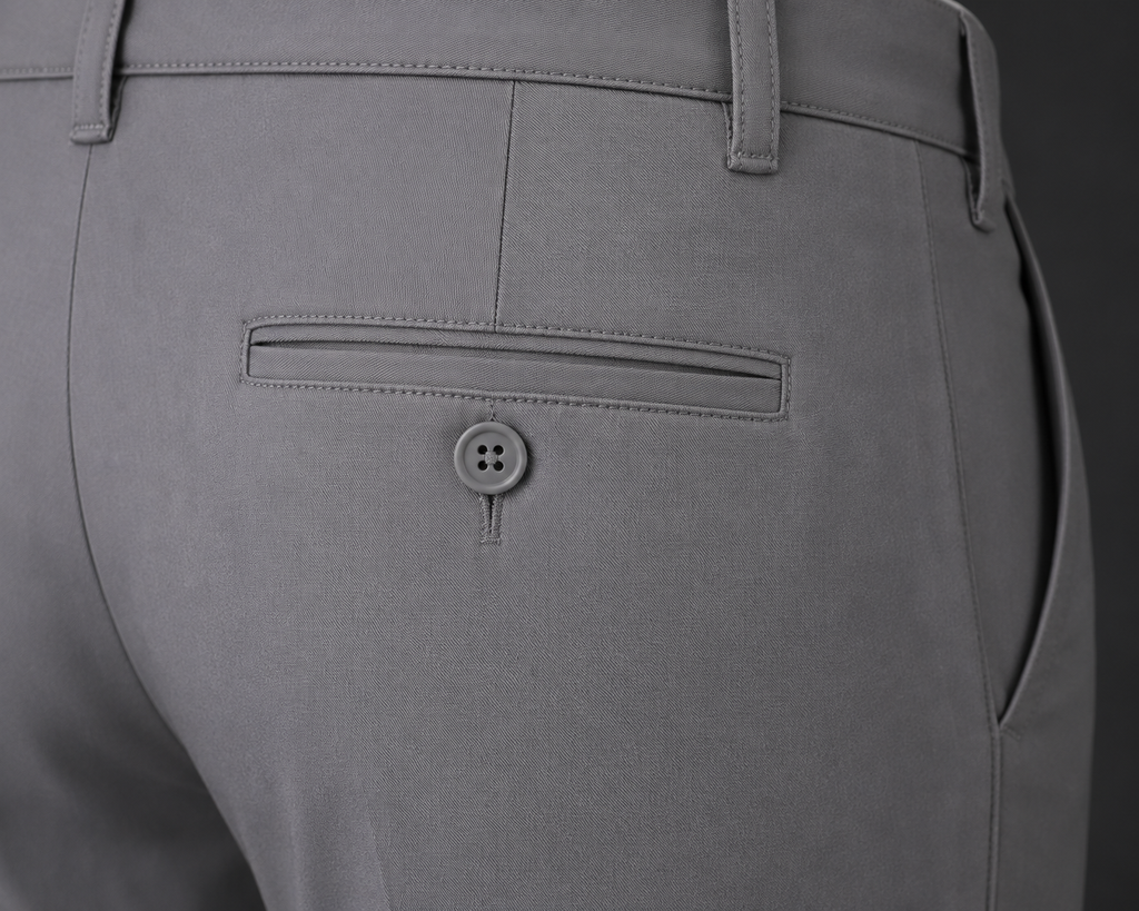 ROYYD Men's Silver Grey 100% Cotton Formal Trousers