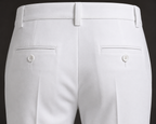 ROYYD Men's White 100% Cotton Formal Trousers