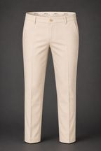 ROYYD Men's Beige 100% Cotton Formal Trousers