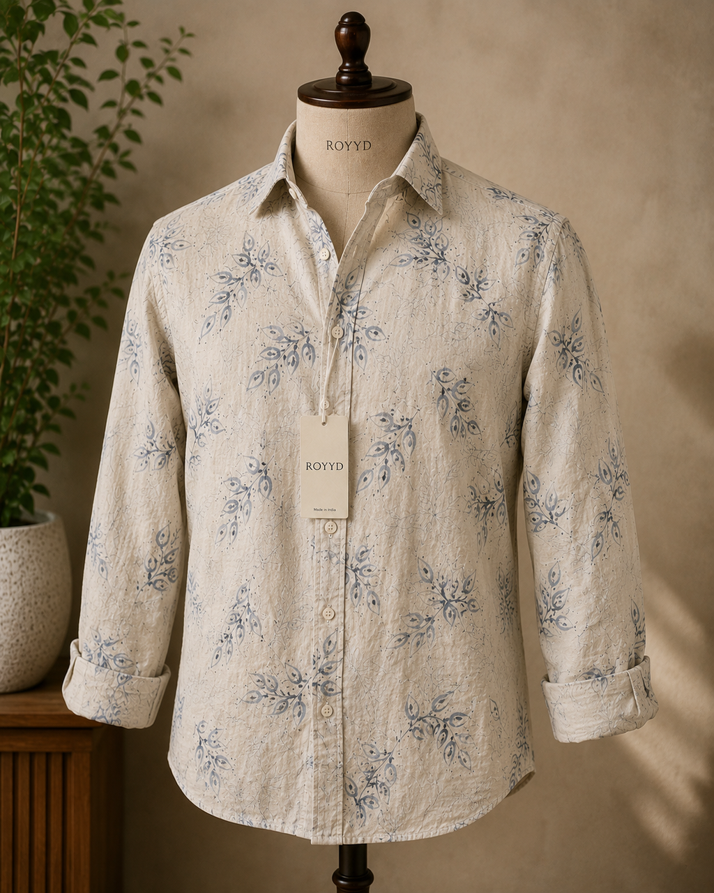 ROYYD Nature Leaf Print Linen Shirt