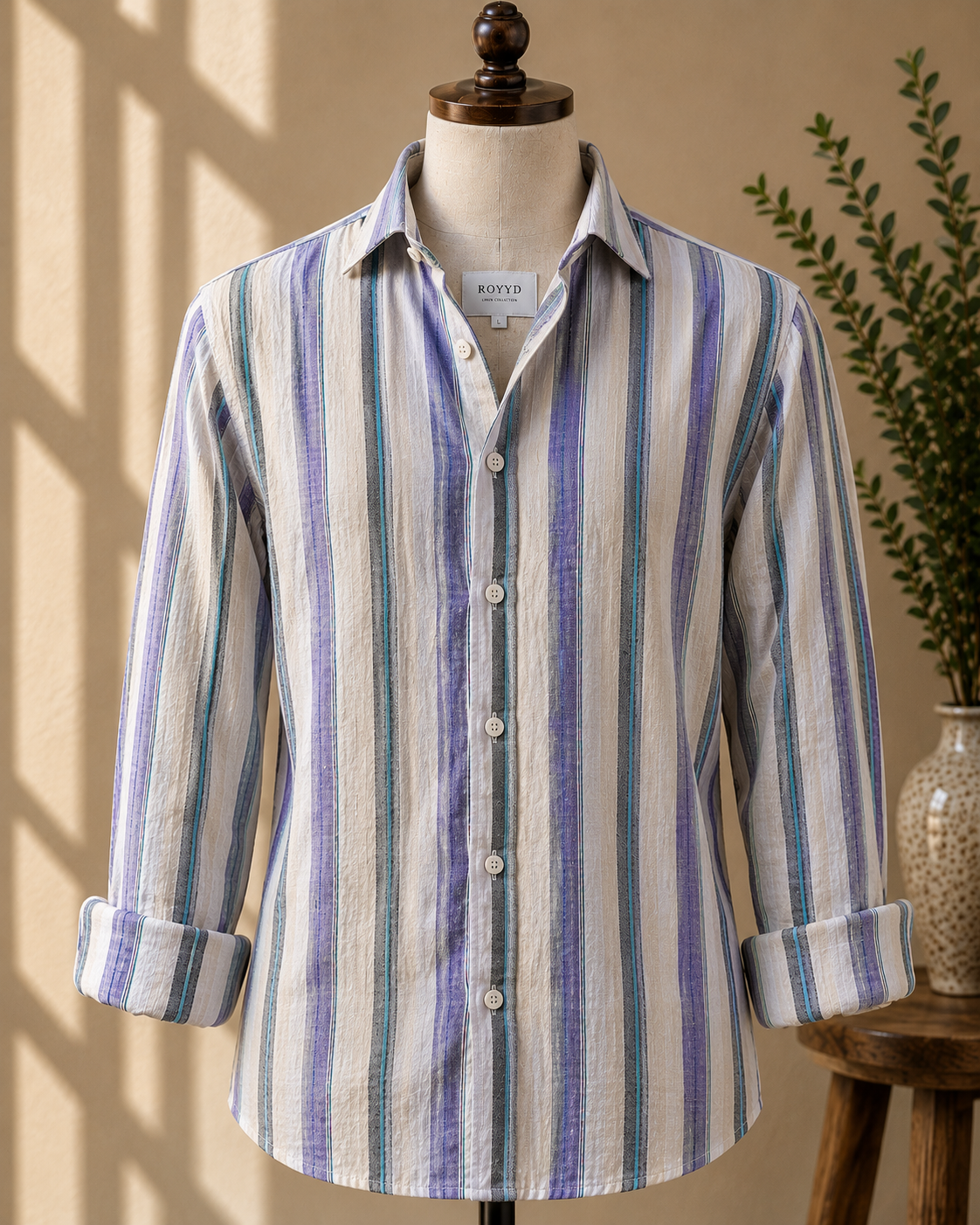 ROYYD Tailored 100% Linen Striped Shirt