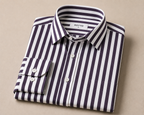 ROYYD Giza Premium Stripe Shirt, men's casual long-sleeve shirt with blue and white stripes, front buttons, and a classic collar.