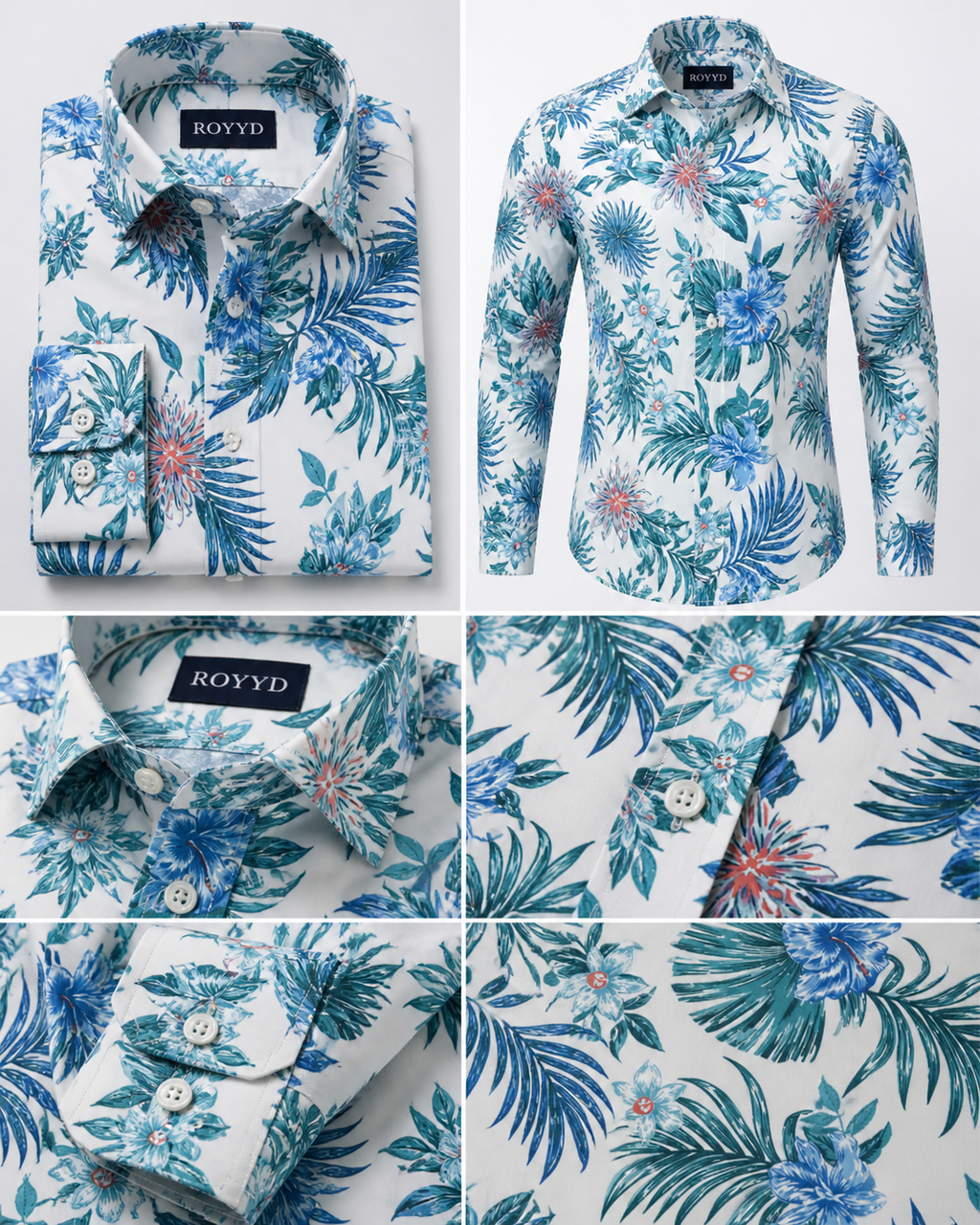 ROYYD Giza cotton printed casual shirt with a button-up front and short sleeves, featuring a stylish geometric pattern.