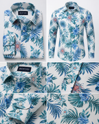 ROYYD Giza cotton printed casual shirt with a button-up front and short sleeves, featuring a stylish geometric pattern.