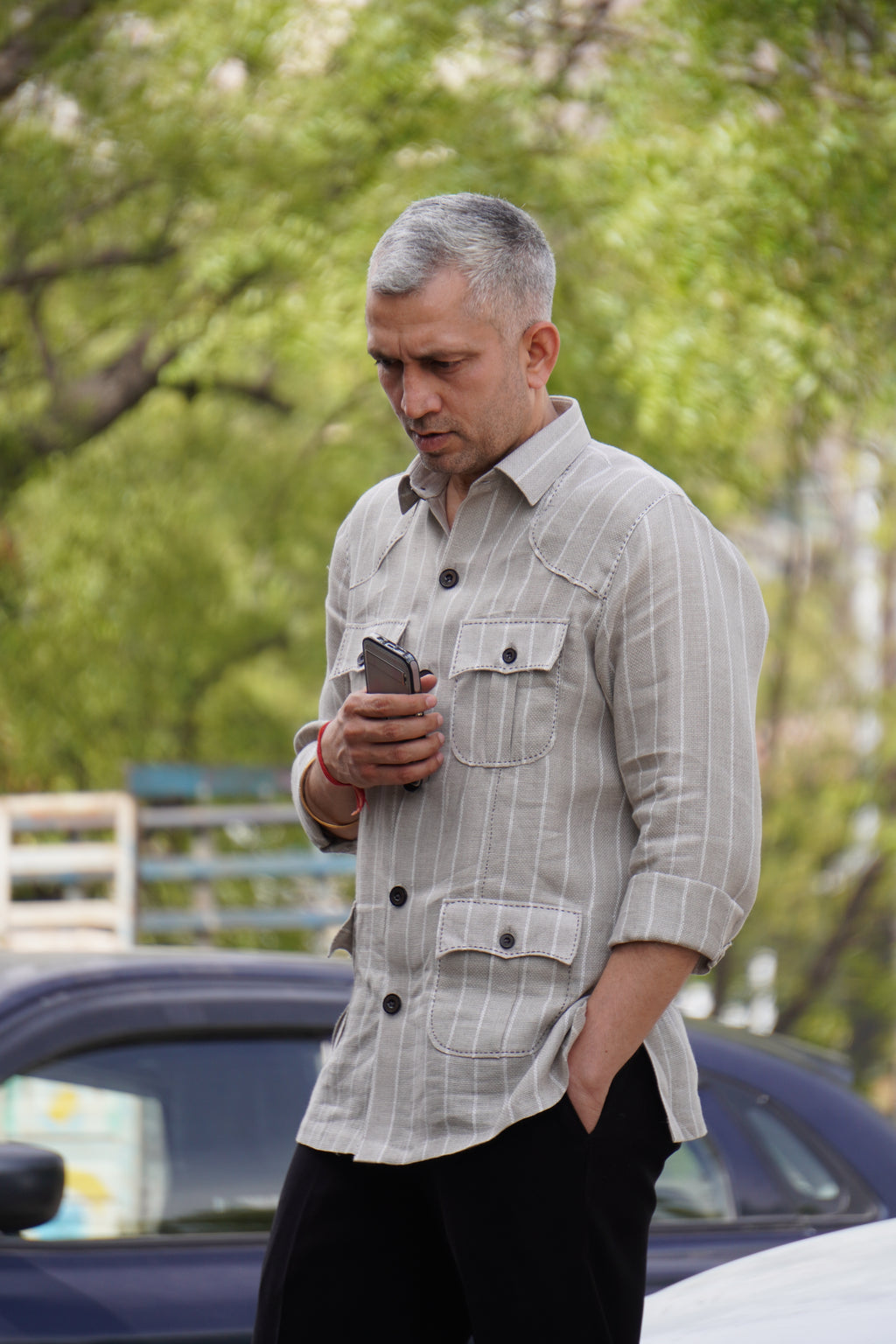 ROYYD Linen Stripe Hunting Shirt