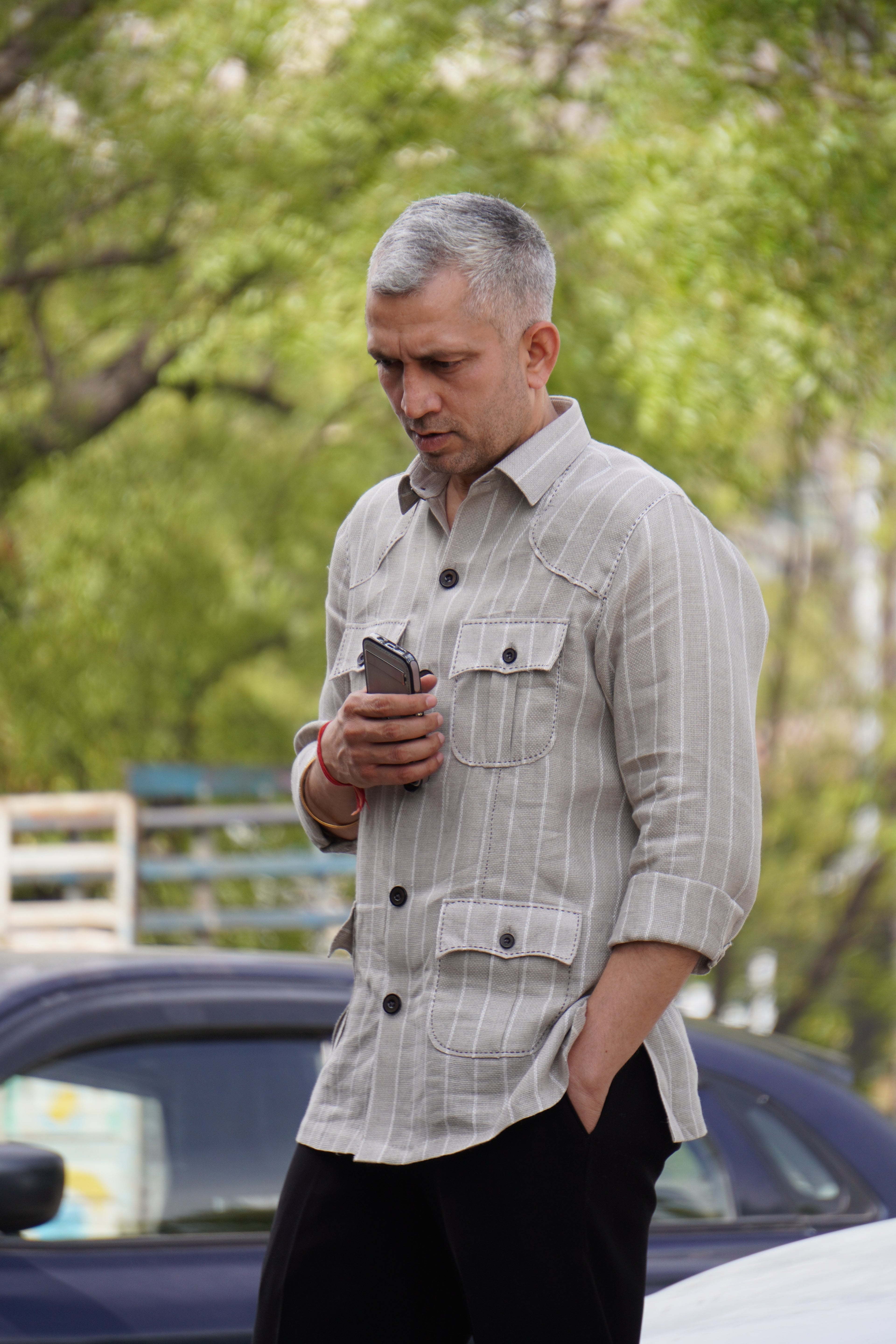 ROYYD Linen Stripe Hunting Shirt