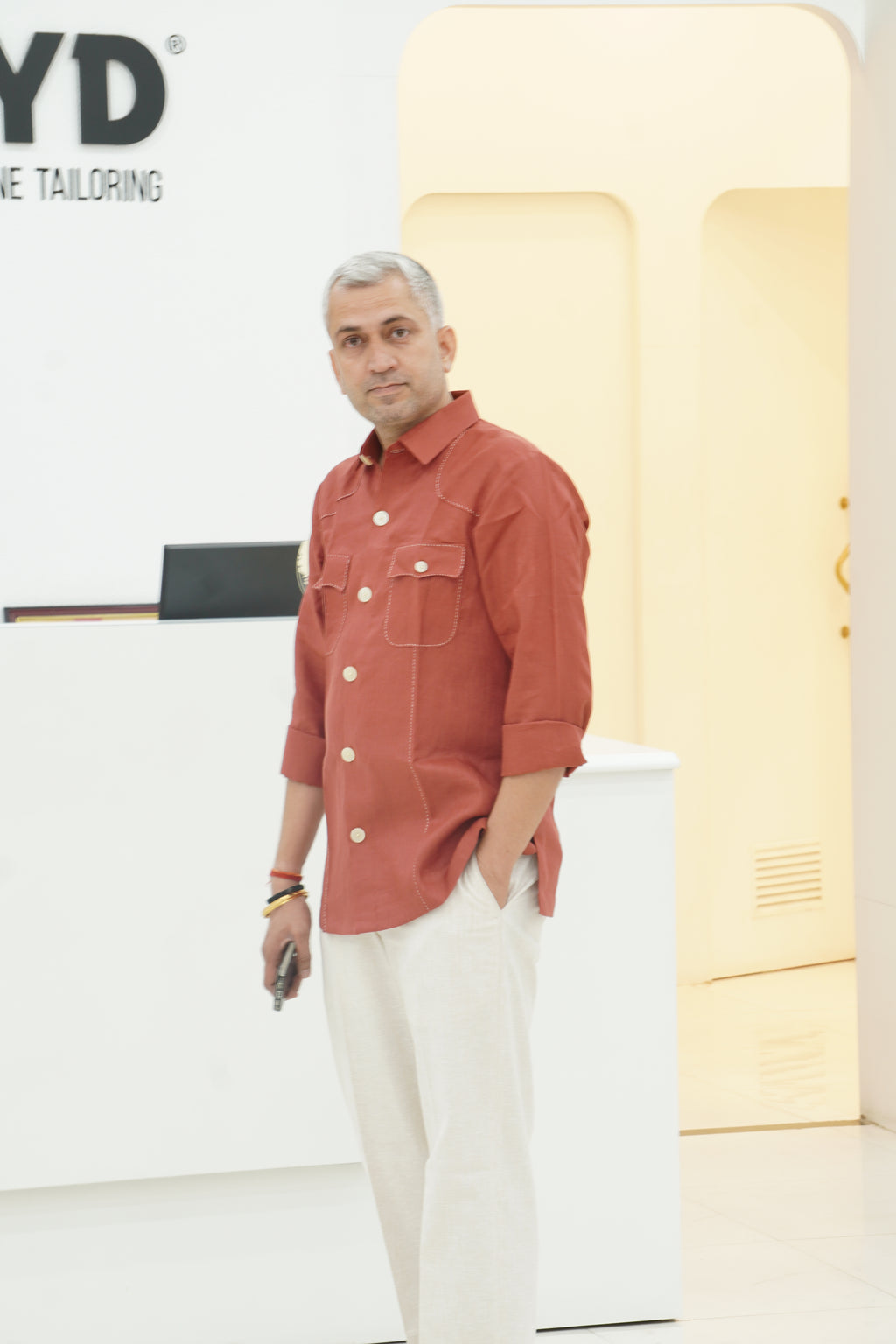 ROYYD Rust Linen Hunting Shirt with Cotton-Linen Blend Trousers