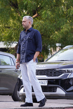 ROYYD Navy Blue Linen Hunting Shirt