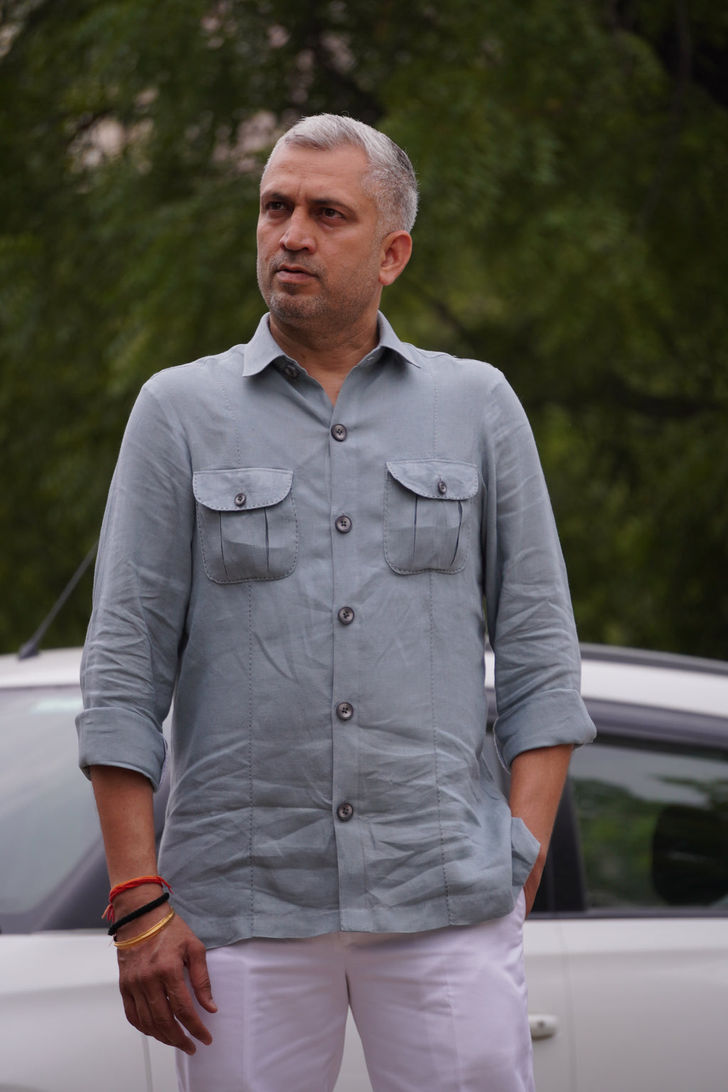 ROYYD Linen Hunting Shirt with Cotton Trousers