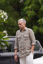 ROYYD Olive Green Linen Hunting Shirt with Linen Trousers