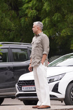 ROYYD Olive Green Linen Hunting Shirt with Linen Trousers