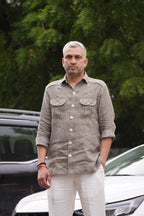 ROYYD Olive Green Linen Hunting Shirt