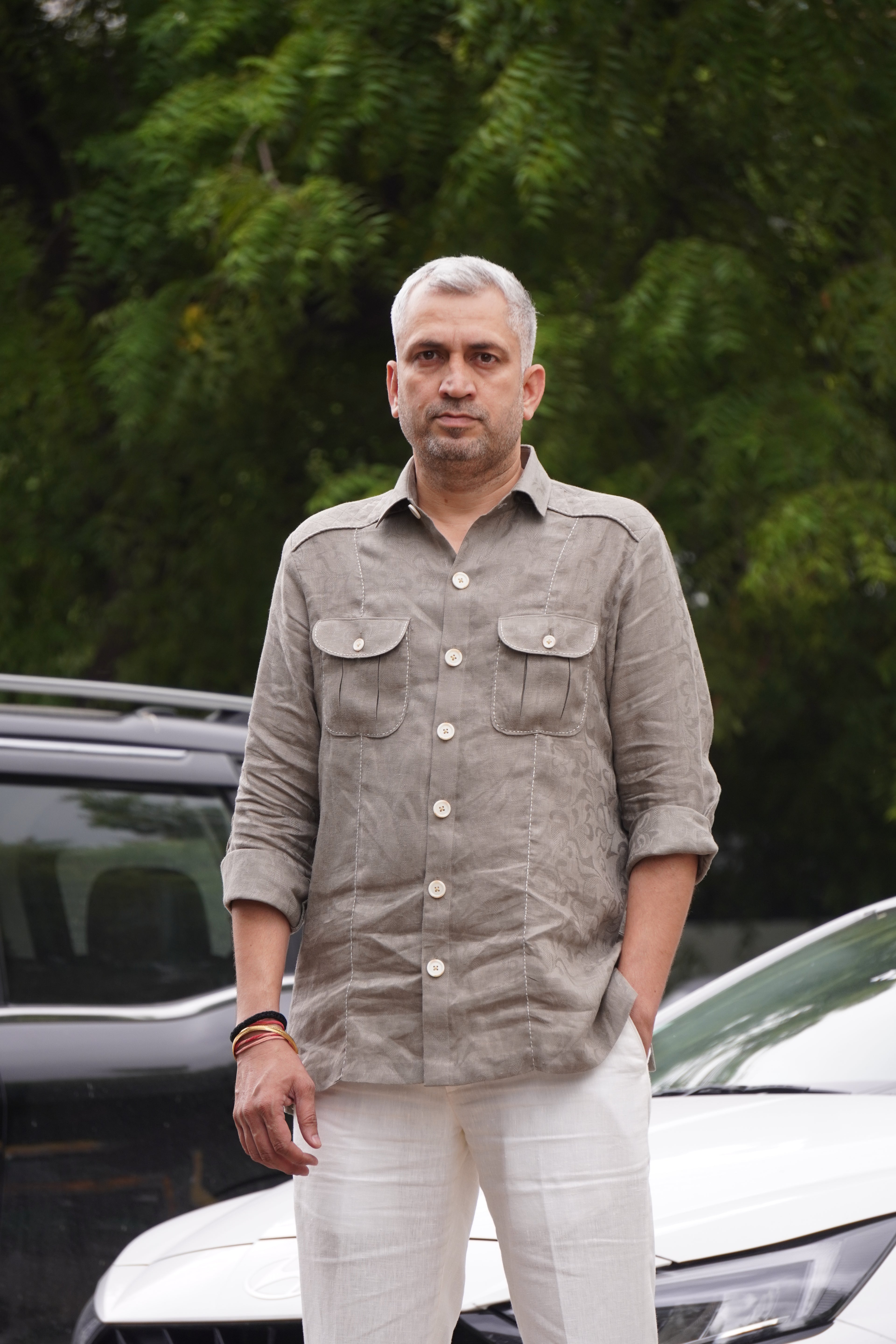 ROYYD Olive Green Linen Hunting Shirt