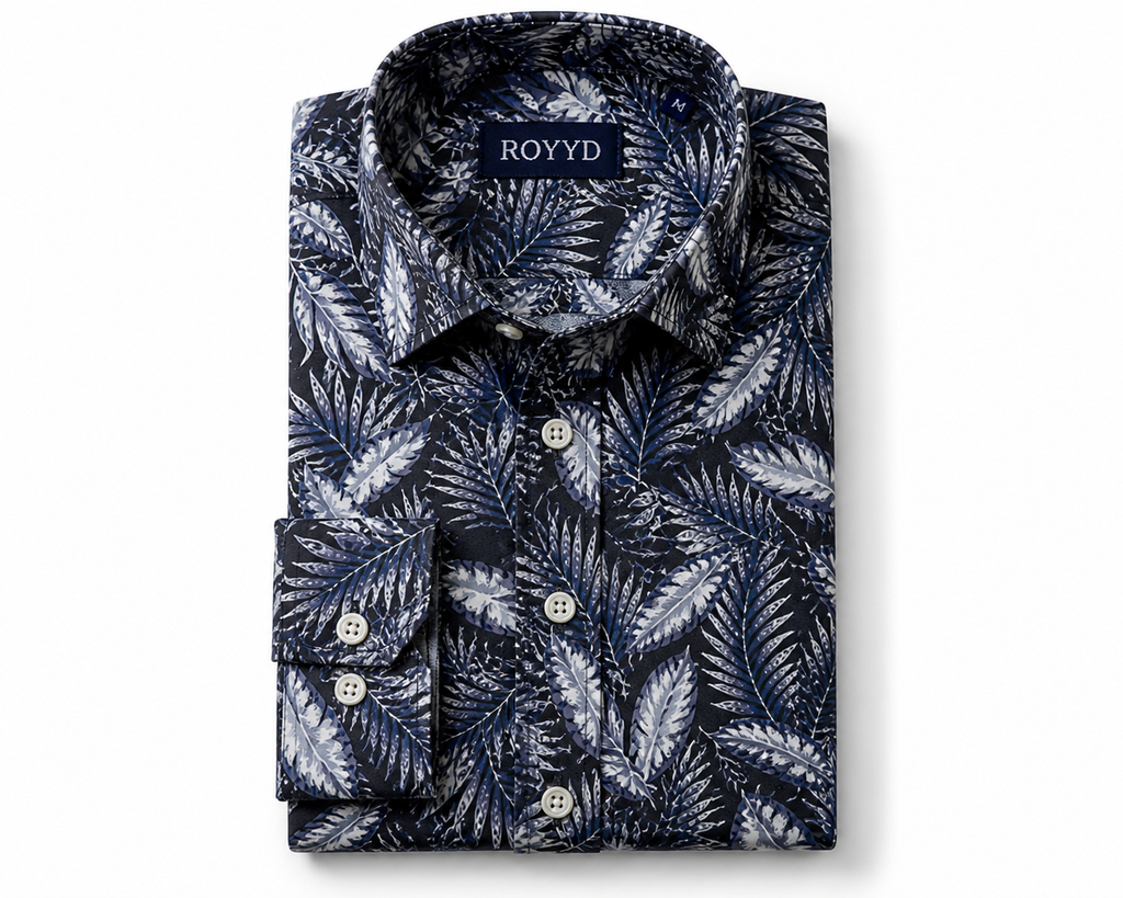 ROYYD Giza cotton printed casual shirt, featuring a stylish design, long sleeves, and a comfortable fit, ideal for everyday wear