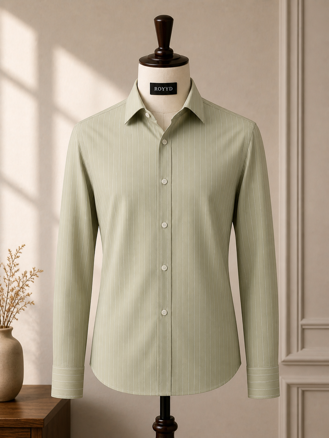 ROOYD Giza Strip printed premium formal shirt featuring a classic design, long sleeves, and a tailored fit in a stylish pattern.