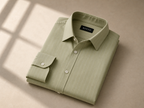 Green ROOYD Giza Strip printed premium formal shirt with a classic collar and button front, ideal for professional or formal occasions.