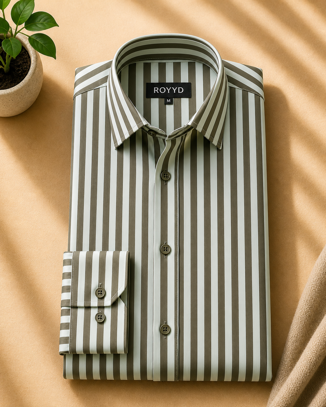 ROOYD Giza Strip printed formal shirt in premium fabric, featuring a stylish striped design and classic collar detail.