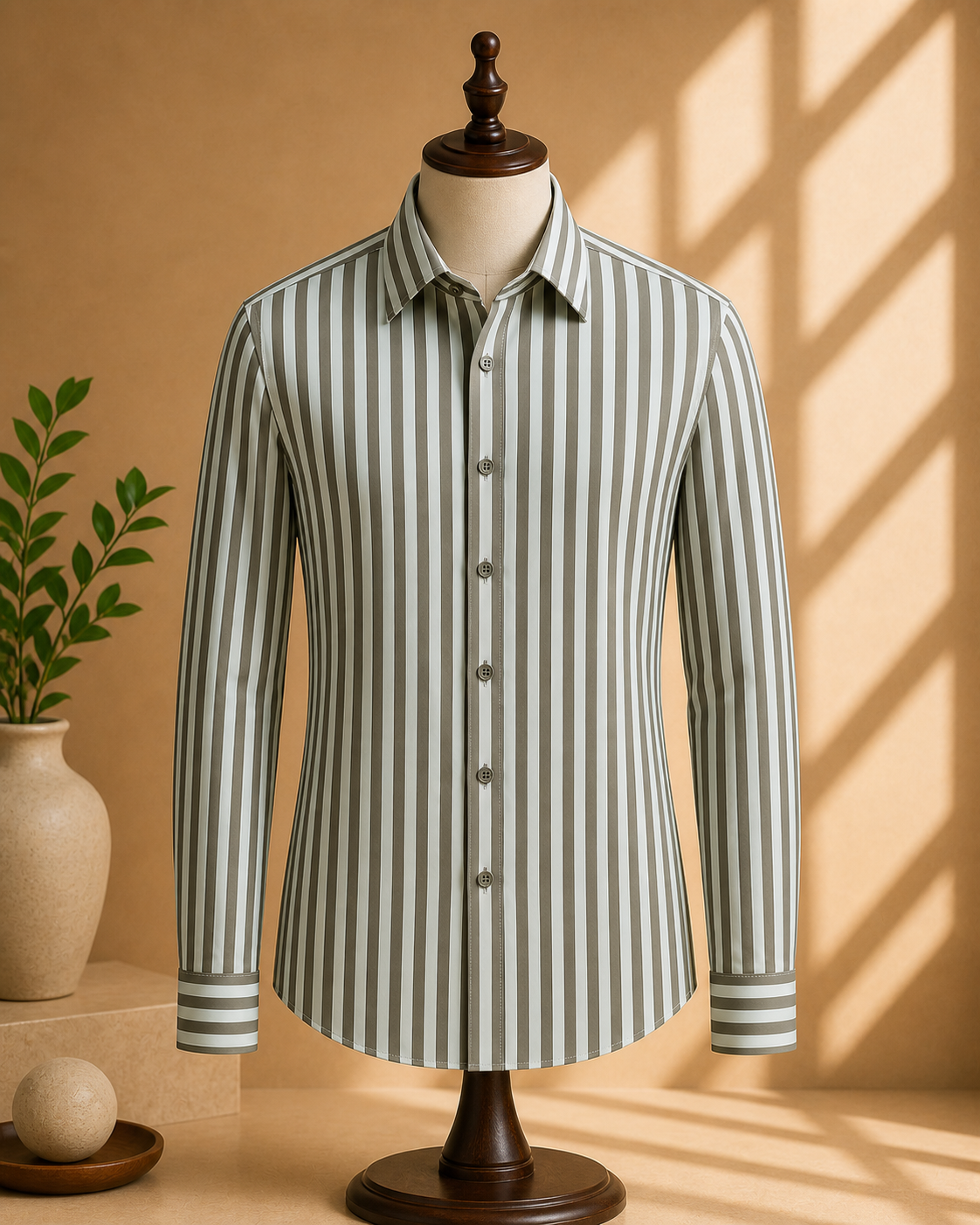 ROOYD Giza Strip printed premium formal shirt, men's long-sleeve button-up shirt with striped pattern and tailored fit.