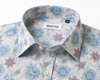 ROYYD Giza cotton printed casual shirt with a stylish design, featuring a comfortable fit and vibrant pattern.