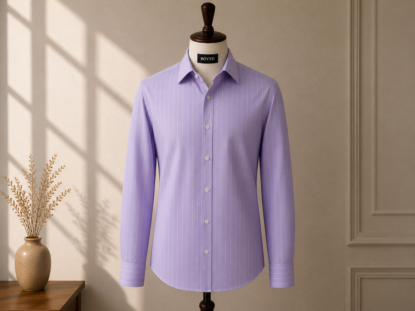 ROOYD Giza Strip printed premium formal shirt, men's long-sleeve shirt with stylish Giza stripe pattern and classic collar.
