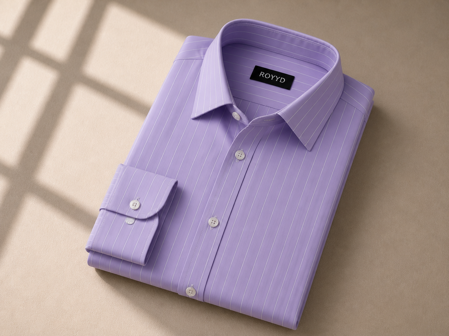ROOYD Giza Strip printed premium formal shirt, men's dress shirt with classic Giza stripe pattern, long sleeves, and button front design.