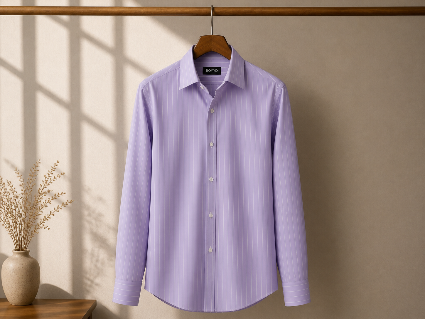 ROOYD Giza Strip printed formal shirt, men's premium button-up shirt with a stylish striped pattern and classic collar.