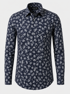 ROYYD Giza cotton printed casual shirt, lightweight fabric with stylish pattern, displayed on a hanger.