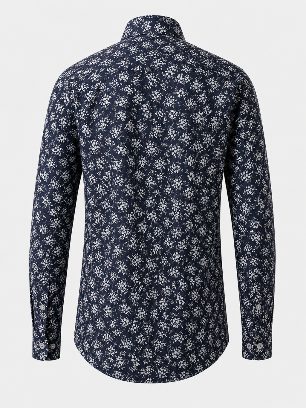ROYYD Giza cotton printed casual shirt in white with geometric patterns, featuring a button-up front and collar.
