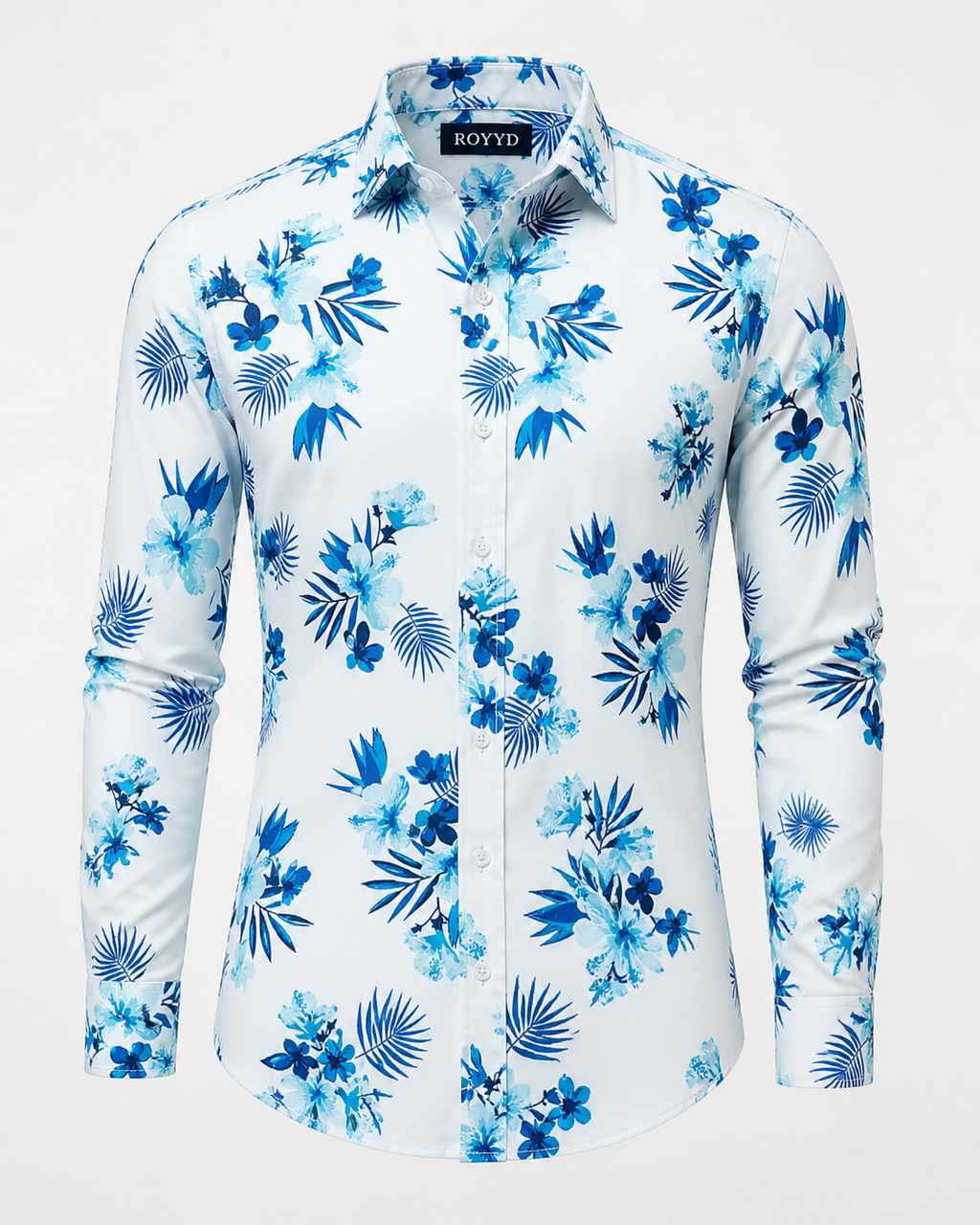 ROYYD Giza cotton printed casual shirt with a vibrant pattern, lightweight fabric, and classic collar design.