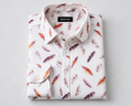 Royyd Giza cotton printed casual shirt, men's lightweight button-up shirt with colorful geometric pattern, short sleeves and collar.