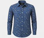 ROYYD Giza cotton printed casual shirt, lightweight men's shirt with intricate patterns, short sleeves, and button closure.