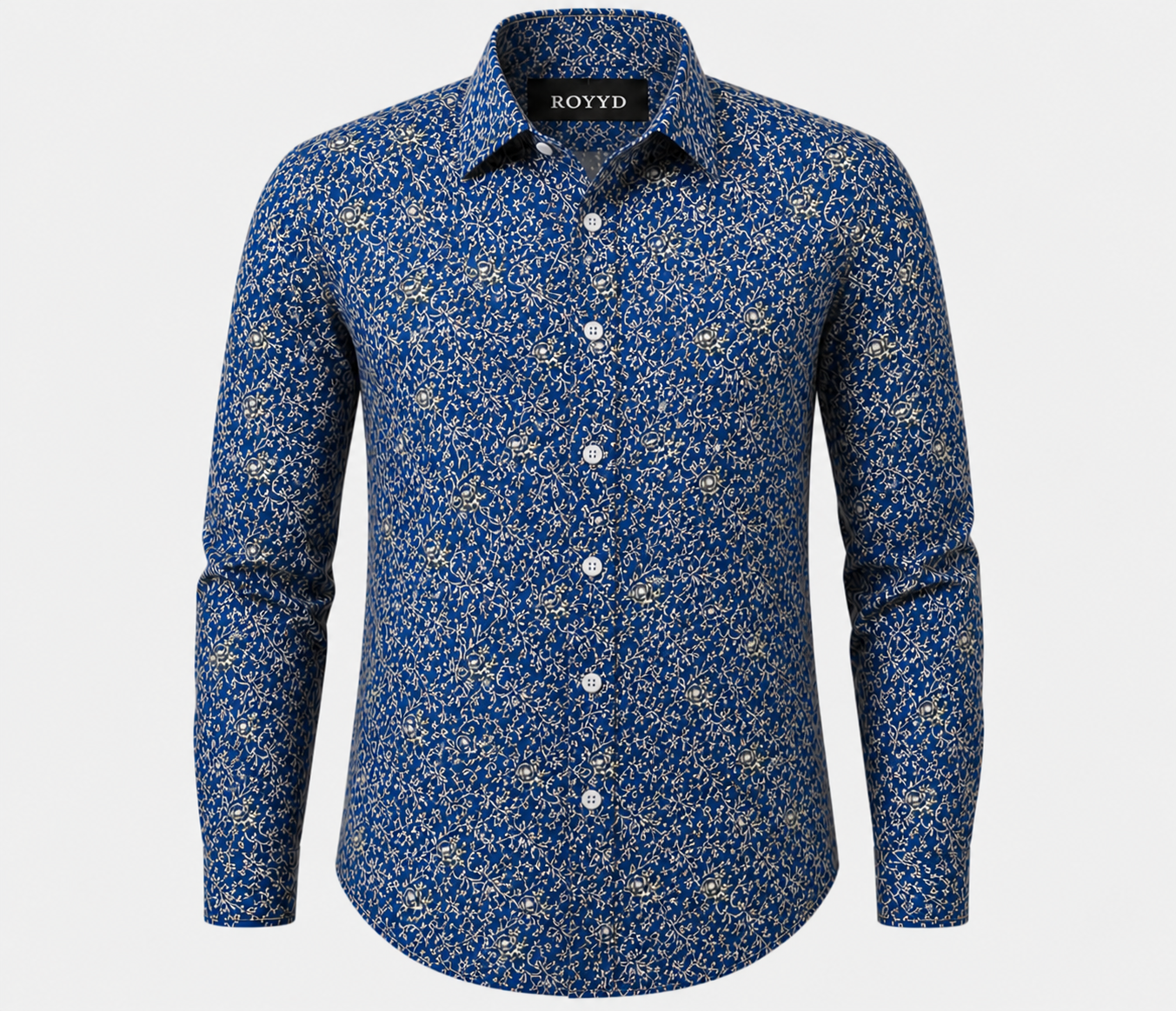 ROYYD Giza cotton printed casual shirt, lightweight men's shirt with intricate patterns, short sleeves, and button closure.