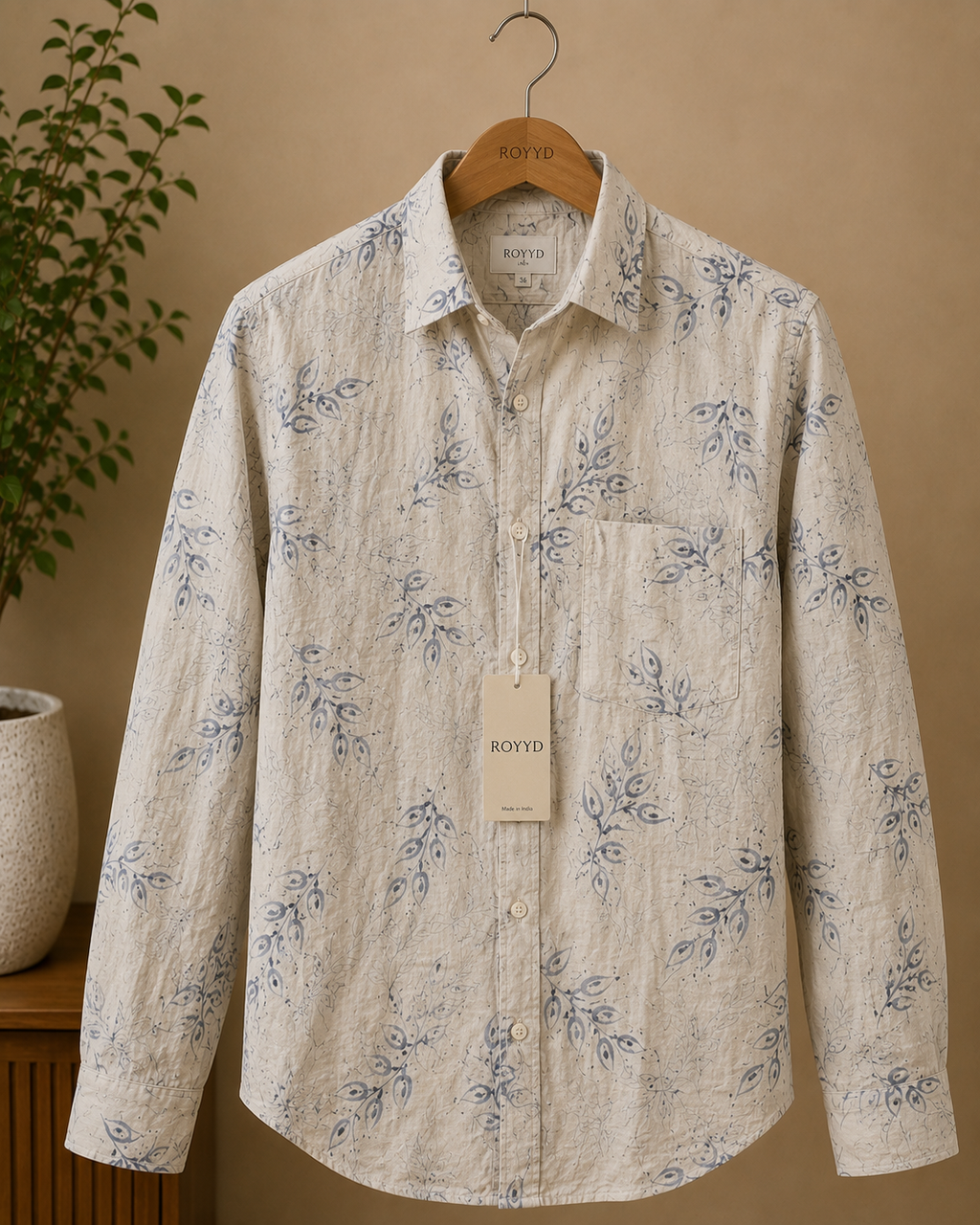 ROYYD Nature Leaf Print Linen Shirt
