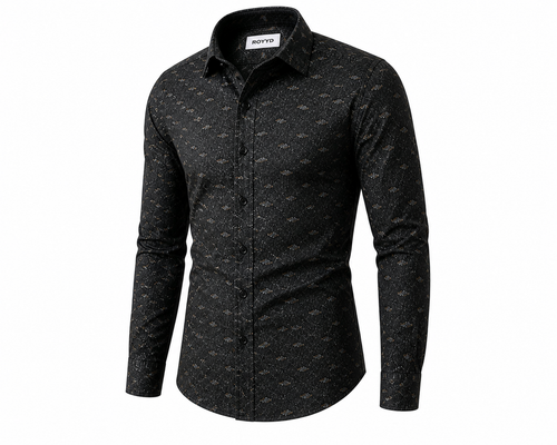 ROYYD Giza cotton printed casual shirt, men's short-sleeve shirt with geometric patterns, lightweight and comfortable fabric.