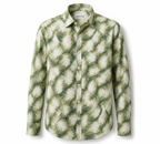 Green ROYYD Giza cotton printed casual shirt with button-up front and collar, displayed on a plain background.