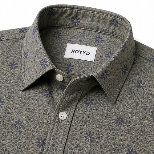 ROYYD Giza cotton printed casual shirt featuring a stylish design and comfortable fit, perfect for everyday wear.